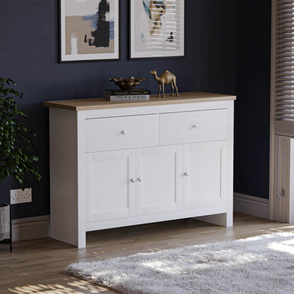 White sideboard with store wood top